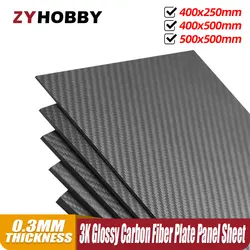 1 pz 0.3mm Spessore 400x500mm 400x250mm 500x500mm 100% Piastra In Fibra di Carbonio Pannello Copriletto Con 3K Plaine tessuto superficie lucida