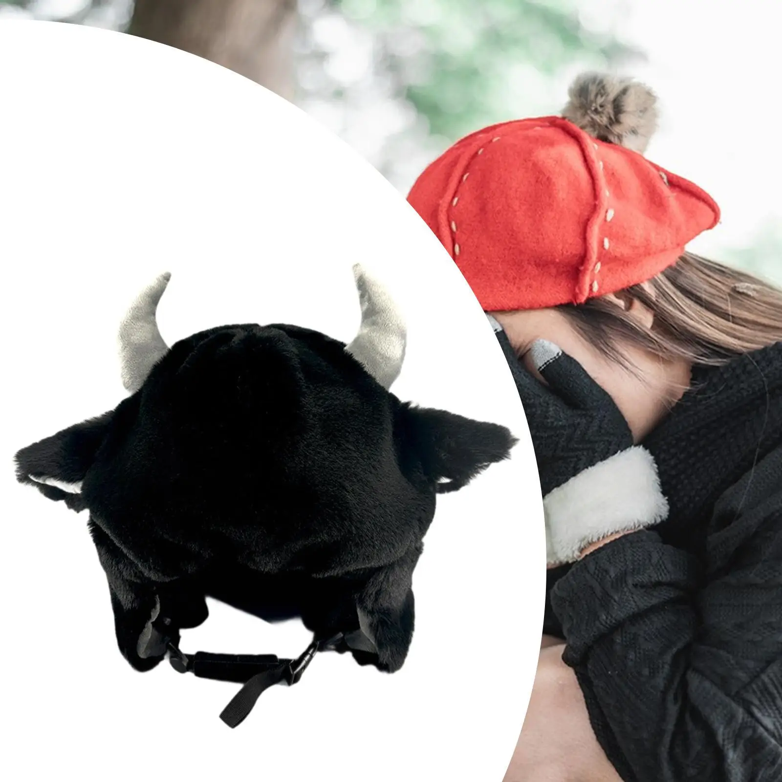 

Black Bull Ski Helmet Cover Adjustable Funny Gift Versatile Convenient Practical Stylish Cap Helmet Decoration for Children Kids