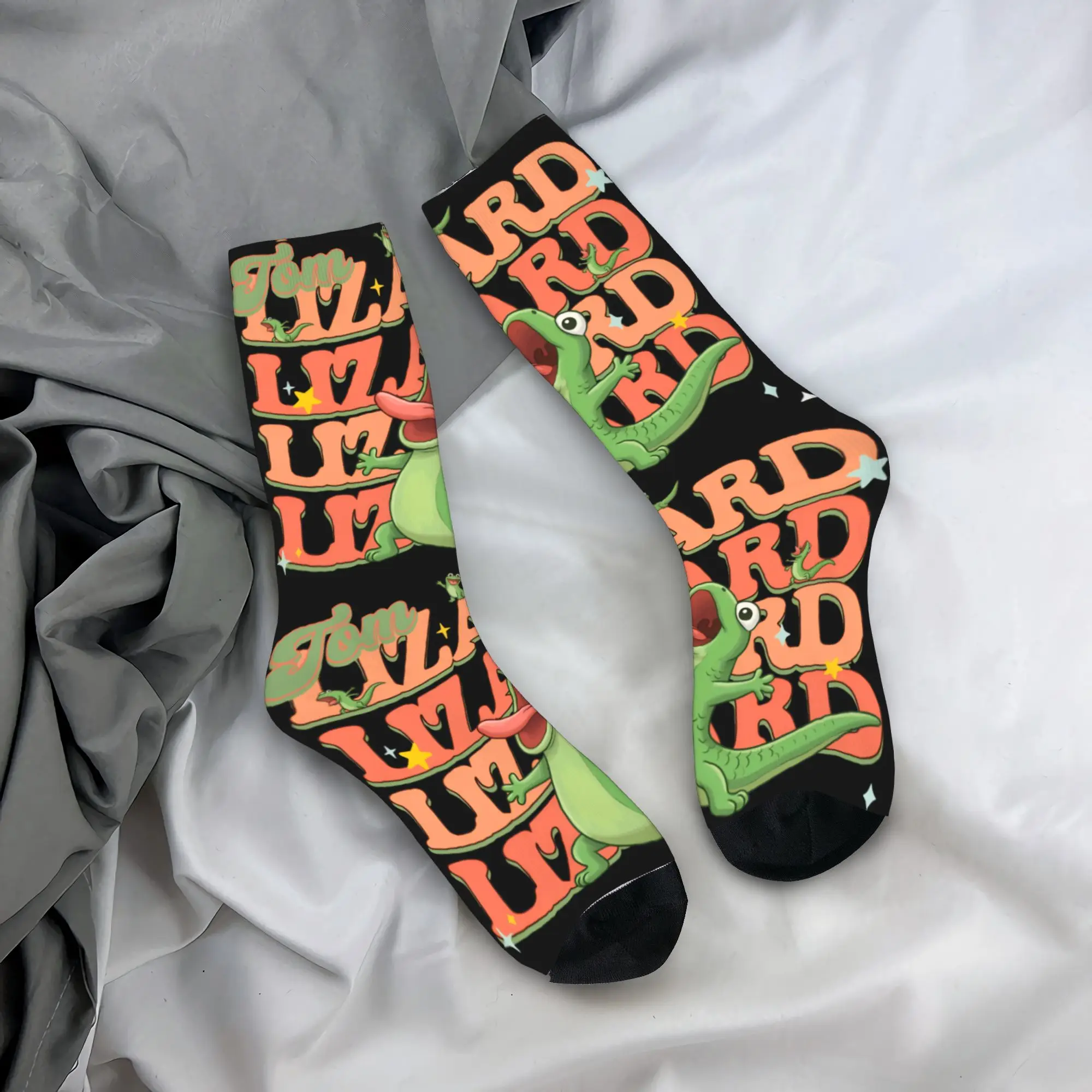 

Hoppers Tom Lizard Animated Style Art Stockings Funny Socks Men Breathable Socks Winter Cycling Graphic Non-Slip Socks Gift