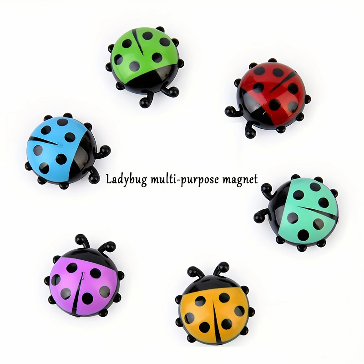 Set of 6 Ladybug Fridge Magnet Refrigerator Magnetic Stickers 3D Cute Cartoon Message Board Reminder Home Decorations Gift For K