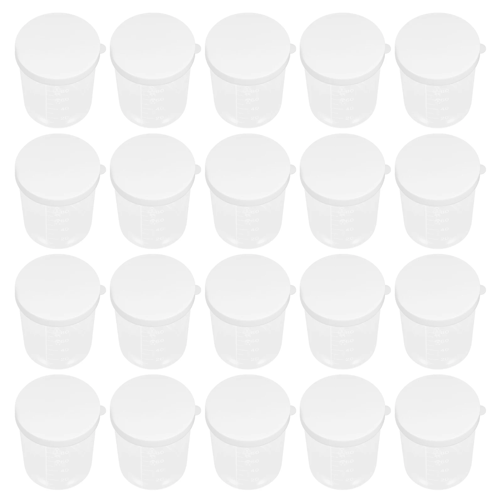 

20 Pcs Measuring Cup with Lid Graduated Liquid Cups Bulk Vial Lab Bottle Sample Collection Urine Specimen Storage Container