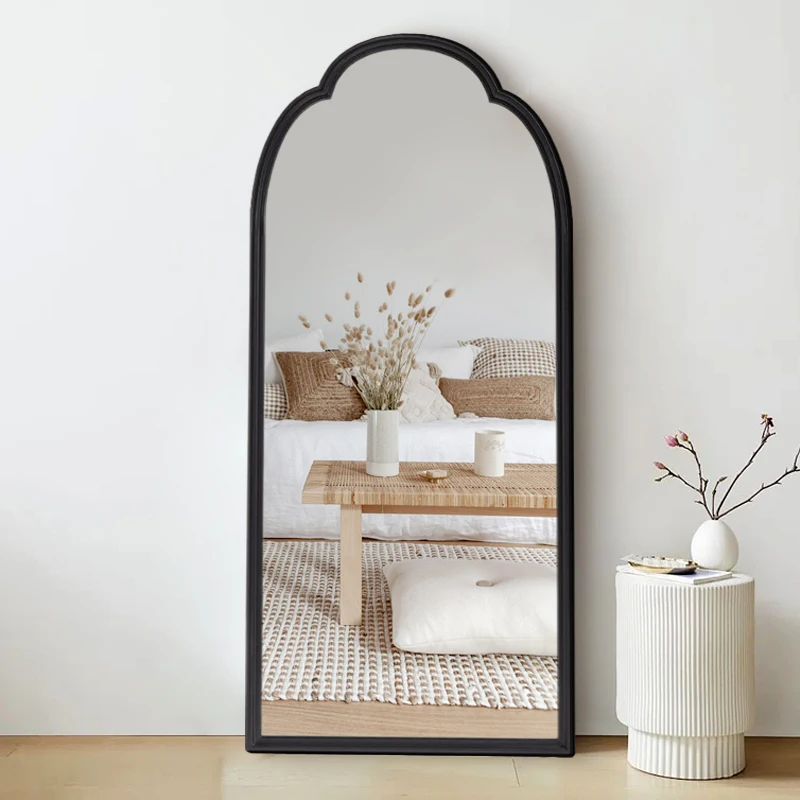 Full-length mirror Arched full-length mirror Wall-mounted retro wall-mounted light luxury bedroom Home floor-to-ceiling mirror