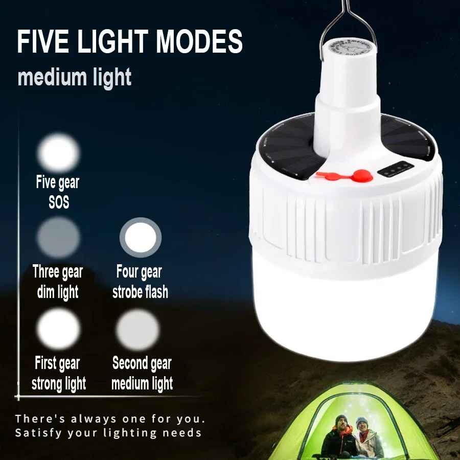 100W High Power Portable LED Camping Light Solar Rechargeable LED Working light with remote control emergency lights Tent lights