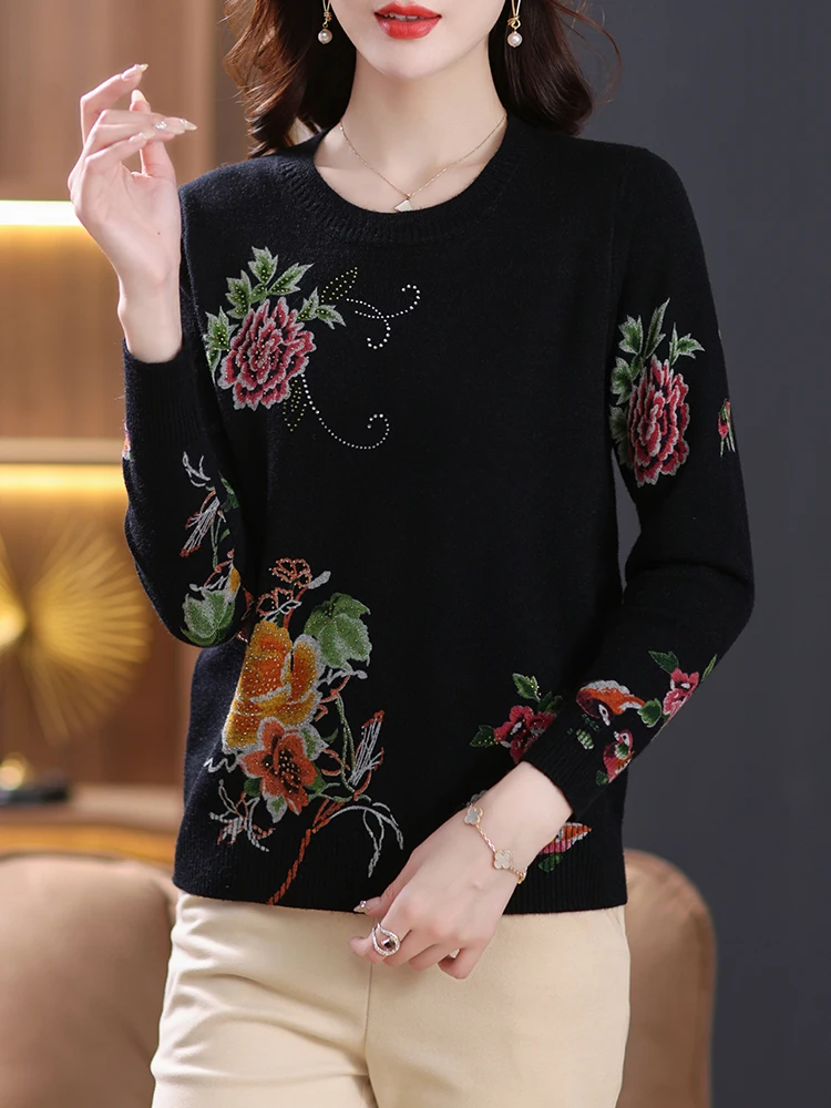 

Print Sweaters Autumn Winter Soft O Neck Knit Pullover Pull Femme Korean Fashion Casual Jumper Long Sleeve Women Sweater