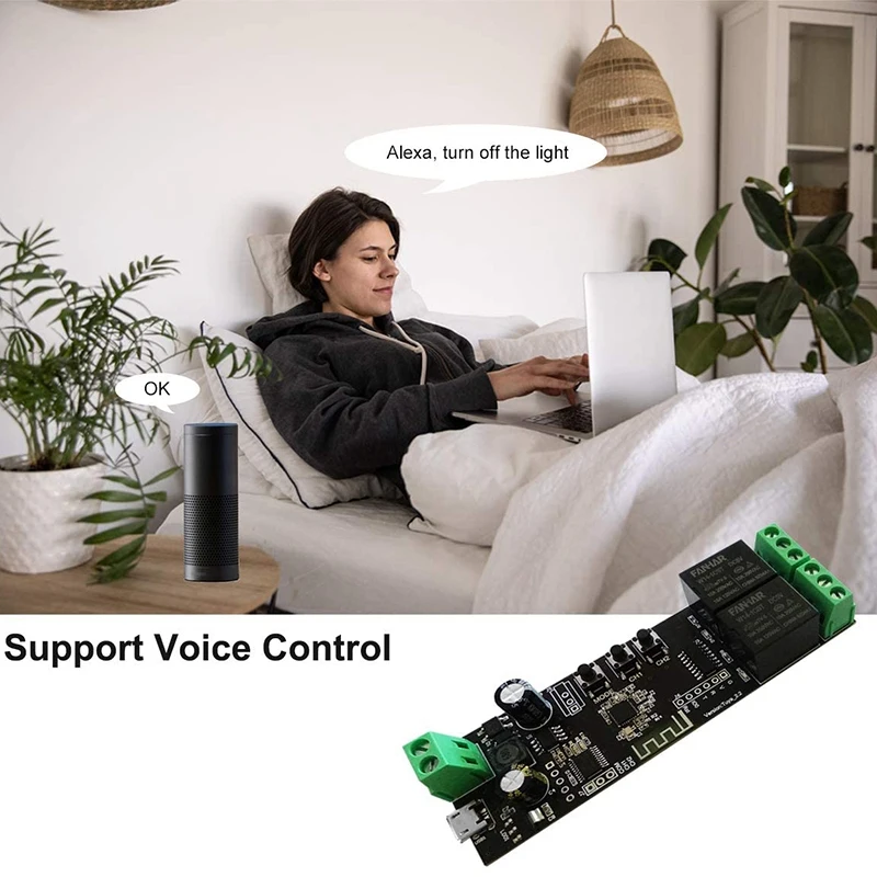 Módulo de interruptor autoblocante de relé de avance lento momentáneo, WiFi de 2 canales, Control por aplicación Smart Life/Tuya
