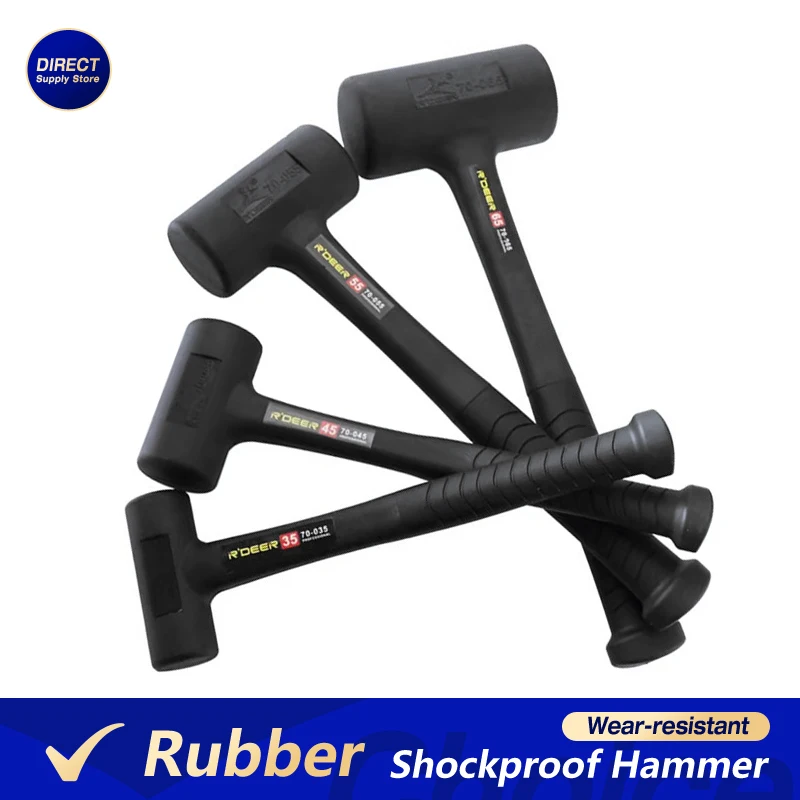 Rubber Shockproof Hammer Wear-resistant Anti-skid Hammer Round Head No Rebound Shock-absorbing Hammer Practical Hand Tools