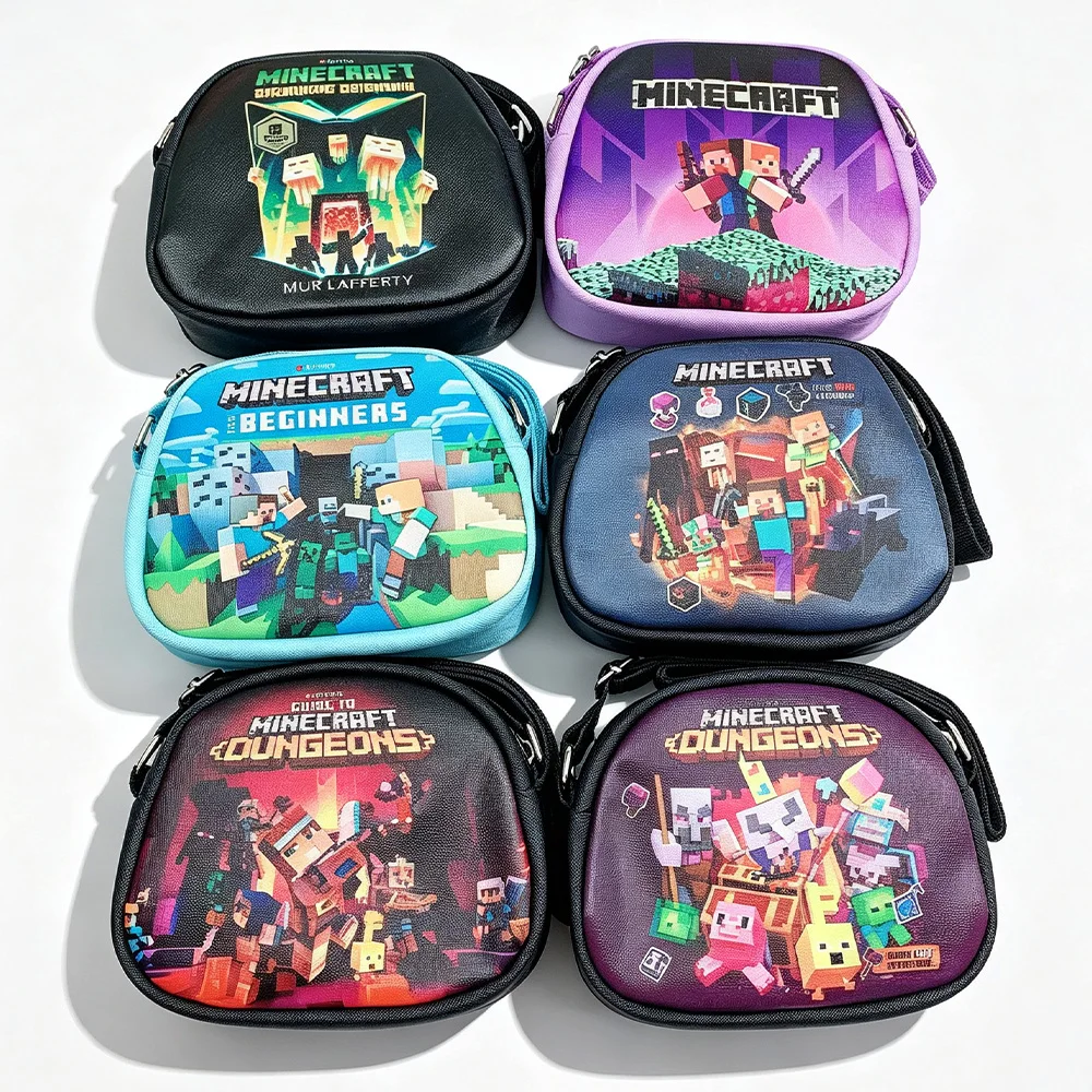 Cartoon PU Crossbody Bag for Students Double-Sided Printing Small Backpack Zipper Carry-On Fashionable Travel Bag