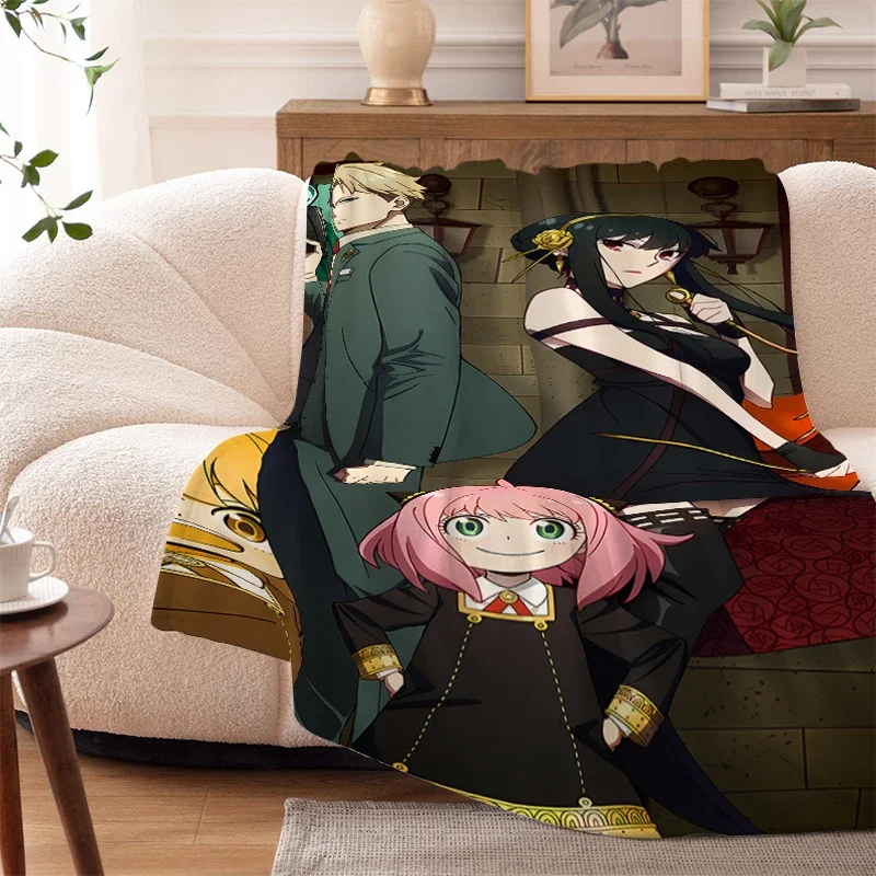 Anime Fleece Blanket Sofa S-Spy×Family Winter Warm Knee Bed Camping Nap Fluffy Soft Blanket King Size Blanket Microfiber Bedding