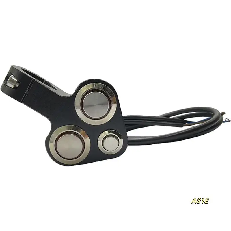 

Motorcycle Handlebar Multi-Function Switch - Red LED Light, Horn Button, And Motor Push For Easy Control