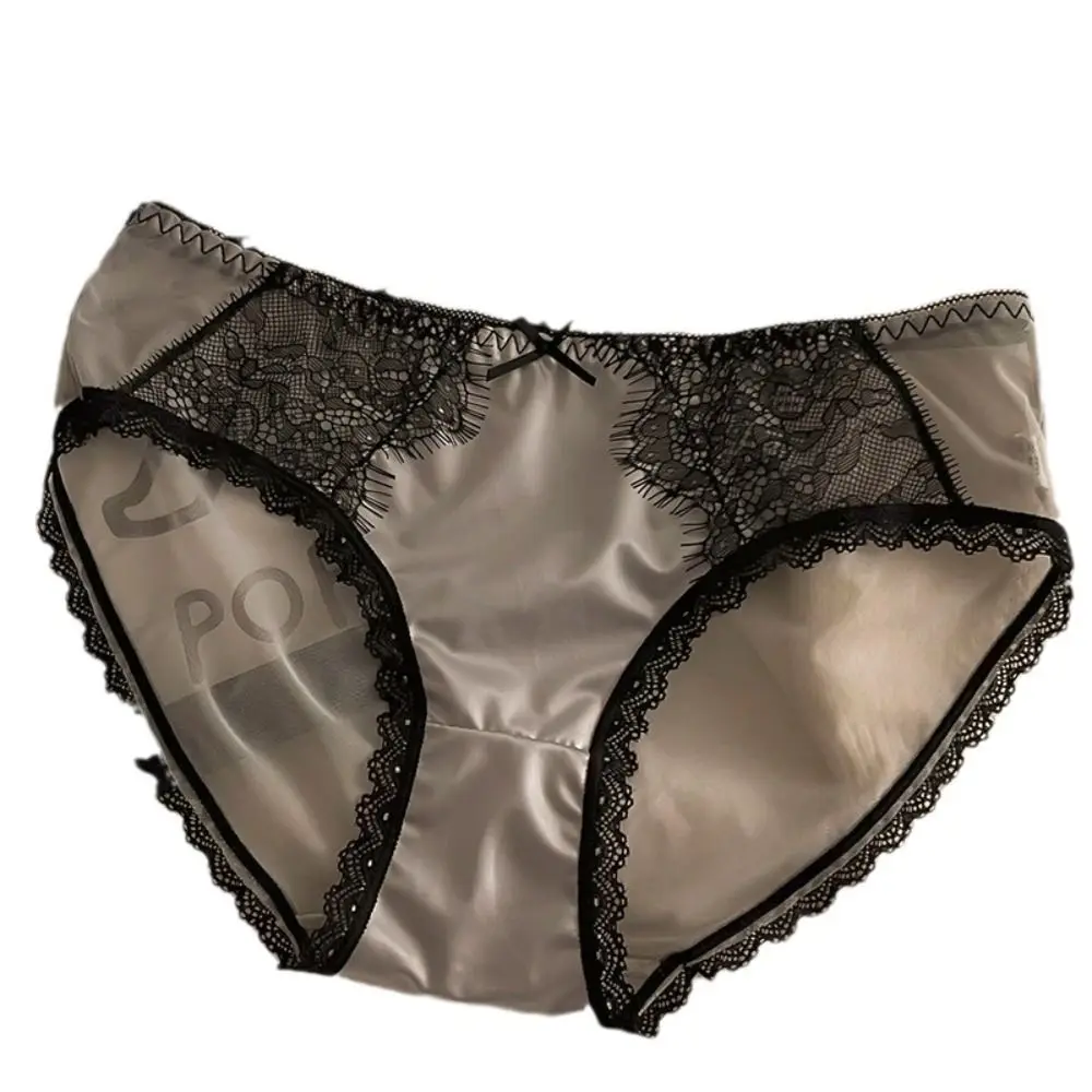 Temptation Bow Calcinha de renda para mulheres, virilha de algodão, lingerie sexy feminina, cuecas sem costura, cintura média