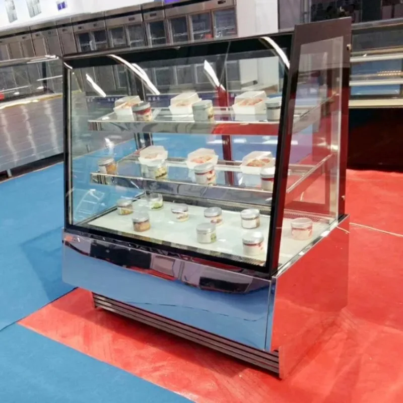مبردات تجارية سريعة للوجبات الخفيفة، مبرد باب زجاجي مفتوح للاستخدام في السوبر ماركت لعرض كعكة الآيس كريم