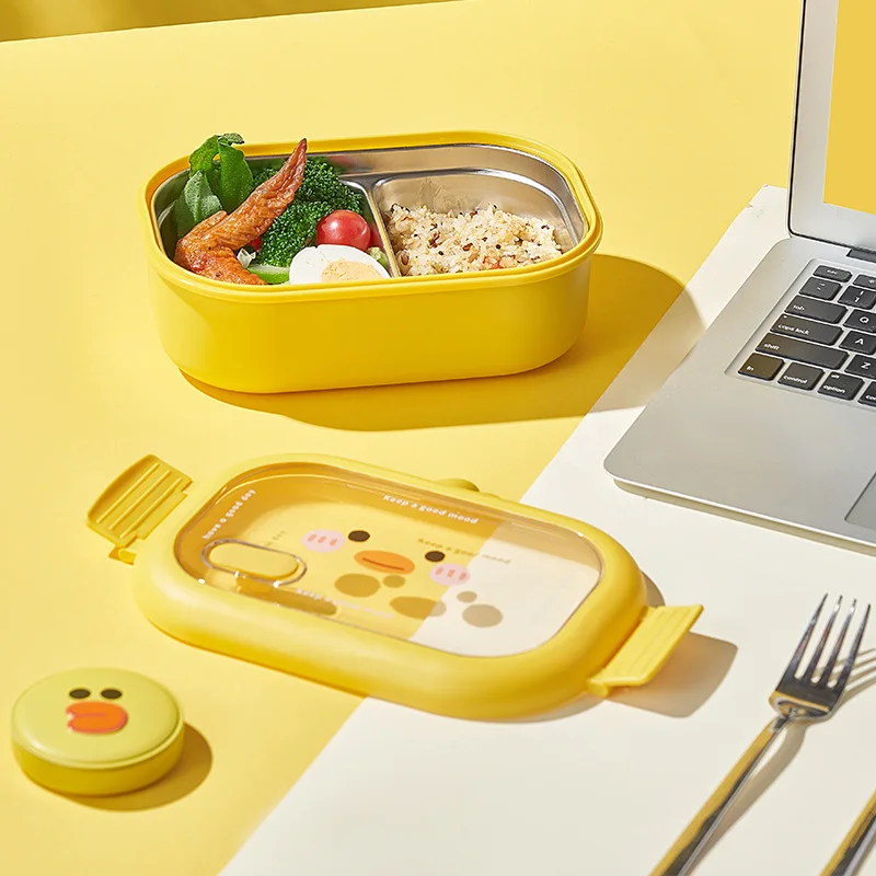 Scatola per il pranzo isolata in acciaio inossidabile scatola per il pranzo portatile per studenti Bento Box portatile con ciotola per zuppa divisa