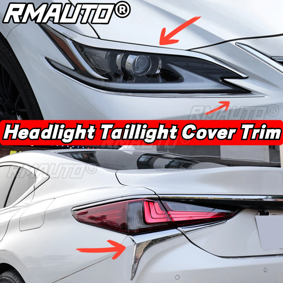 

RMAUTO Car Headlight Trim Taillight Cover Decorative Strip Lamp Eyebrow Trims Frame Body Kit for Lexus ES 2018-2022 Accessories