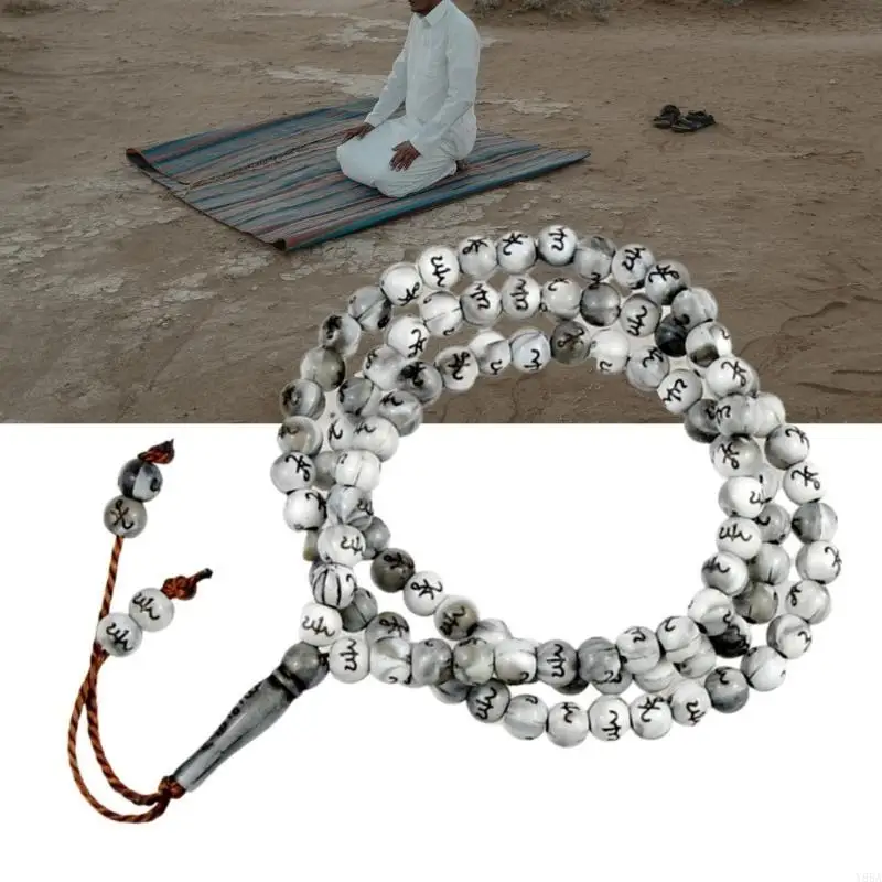 Y88A Tasbih 99 Rosary Beads Prayer Bead Misbaha Eid Wrap Bracelets for Women Men