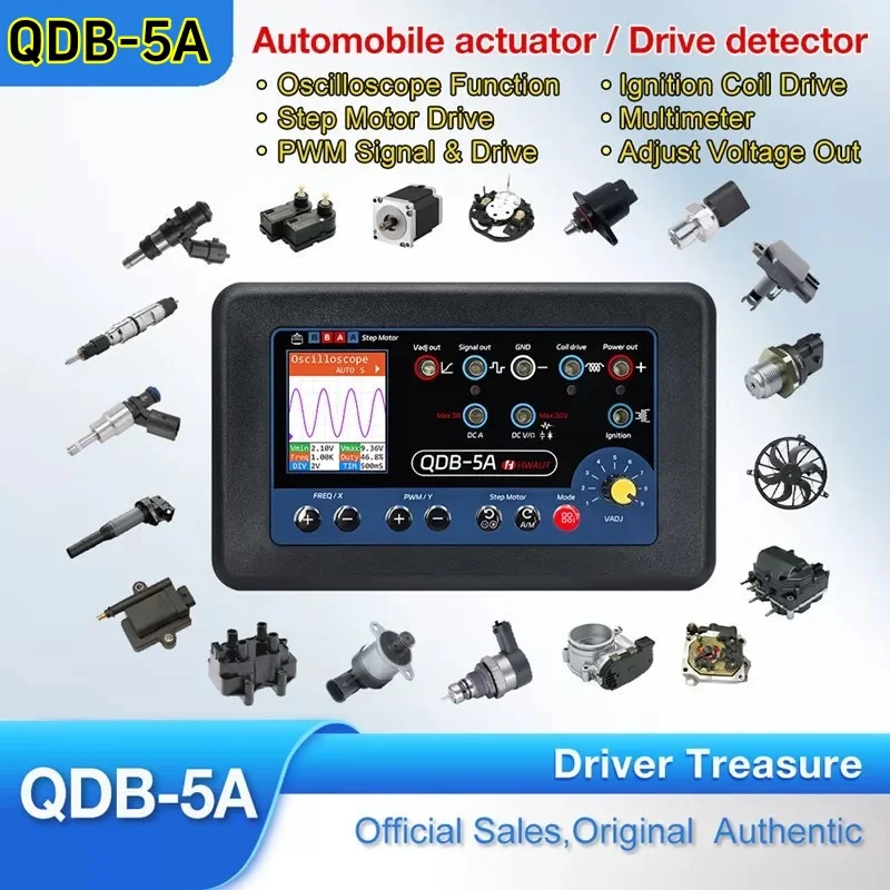 QDB-5A Automotive Actuator Drive Detector Auto Sensor Oscilloscoop PWM Signaalgenerator Stappenmotor Tester Bobine Tester