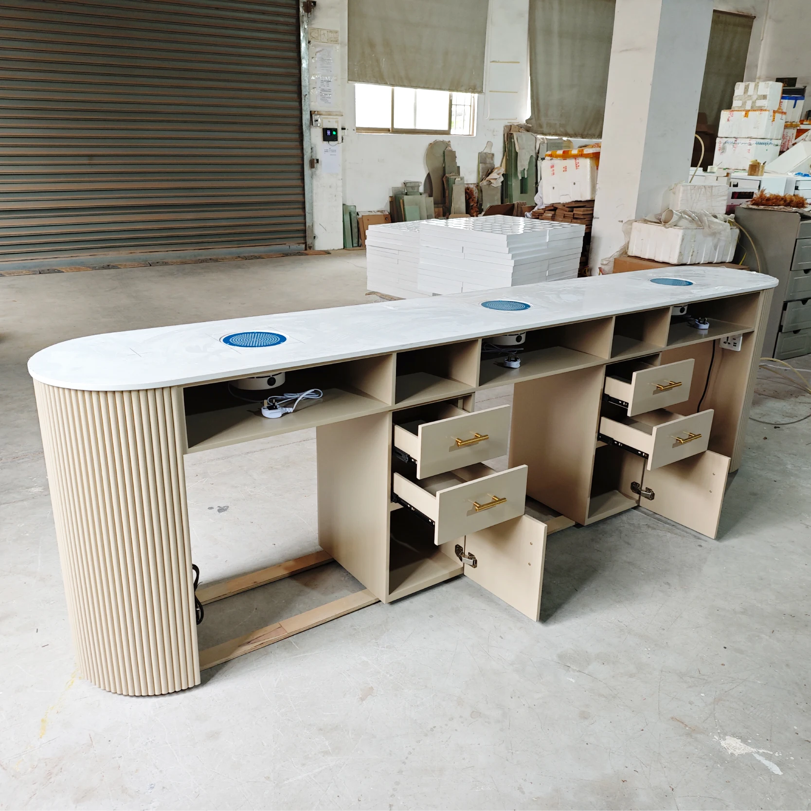 Manicure Table Nail bar Station Nail Desk with Dust Collector Beauty Salon Furniture Set Luxury for Sale