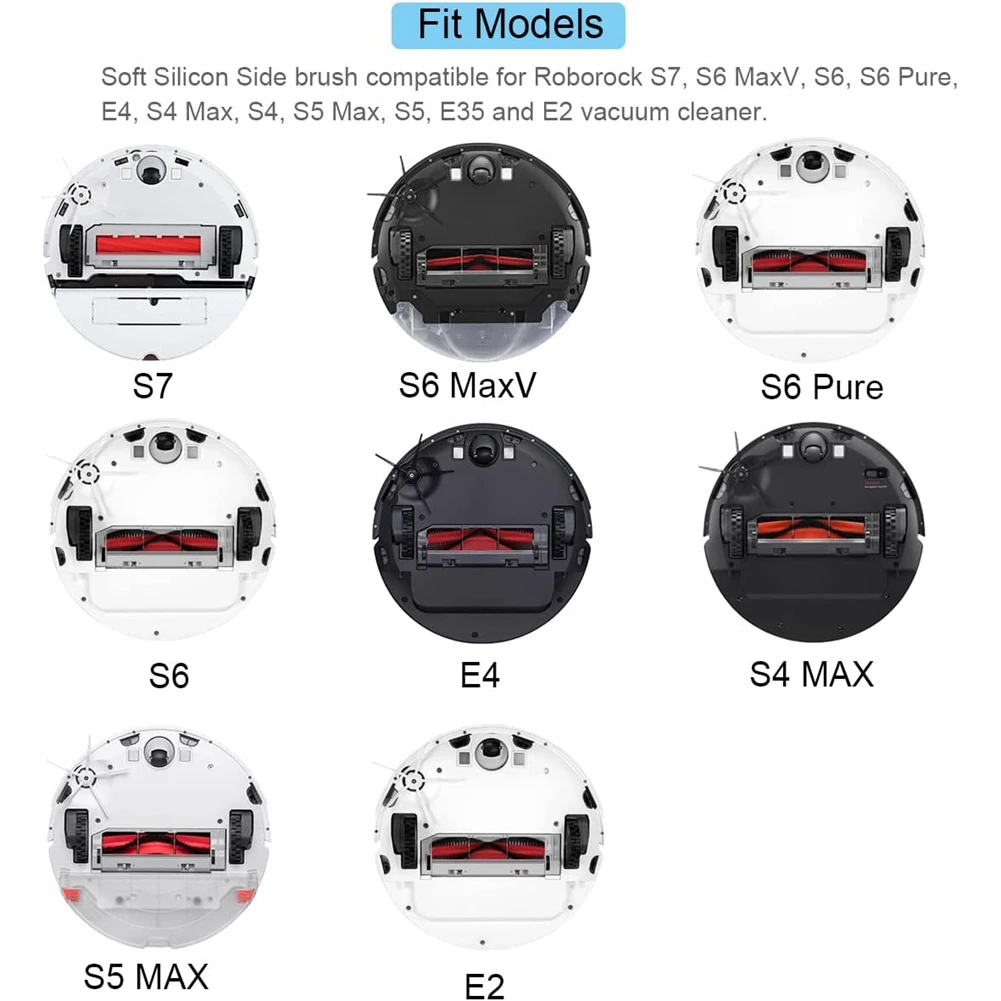 M14K10Pcs Черная мягкая силиконовая боковая щетка для робота-пылесоса Roborock S7 S6 MaxV S6 S6 Pure E4 S4 Max S4 S5 Max S5