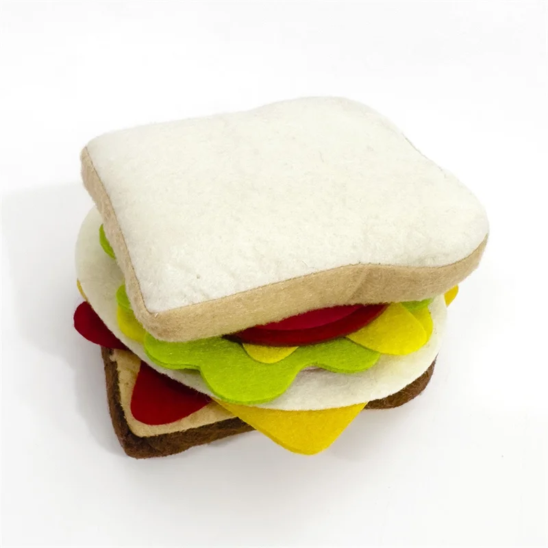 Felt Food Burger Sandwich Game Food Set (28 pieces) Children Pretend to Play Food Sandwich Toys Children's Kitchen Role Playing