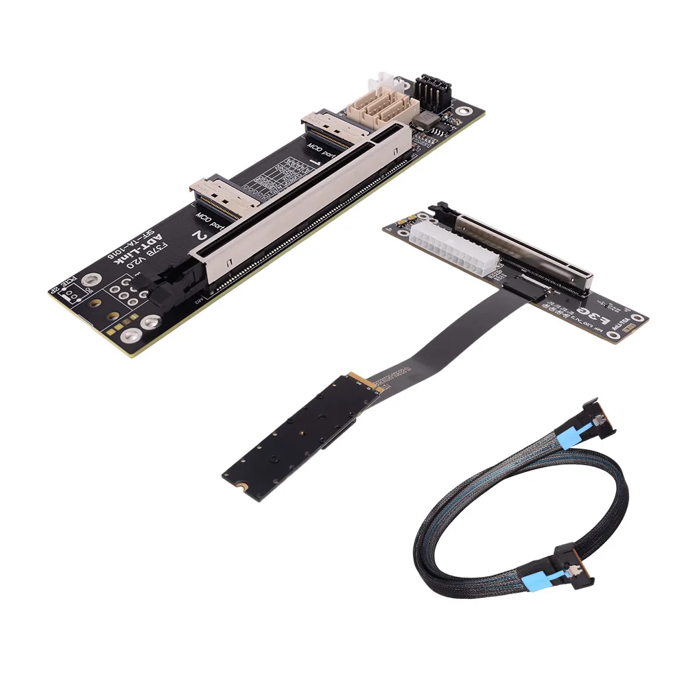 PCIe 4.0 X16 MCIO Split Verlengkabel Riser Card PCI-E Bifurcatie PCIe X16 X8 X8 Grafische kaart Gen4 256G/bps Ondersteunt 1-tot-2
