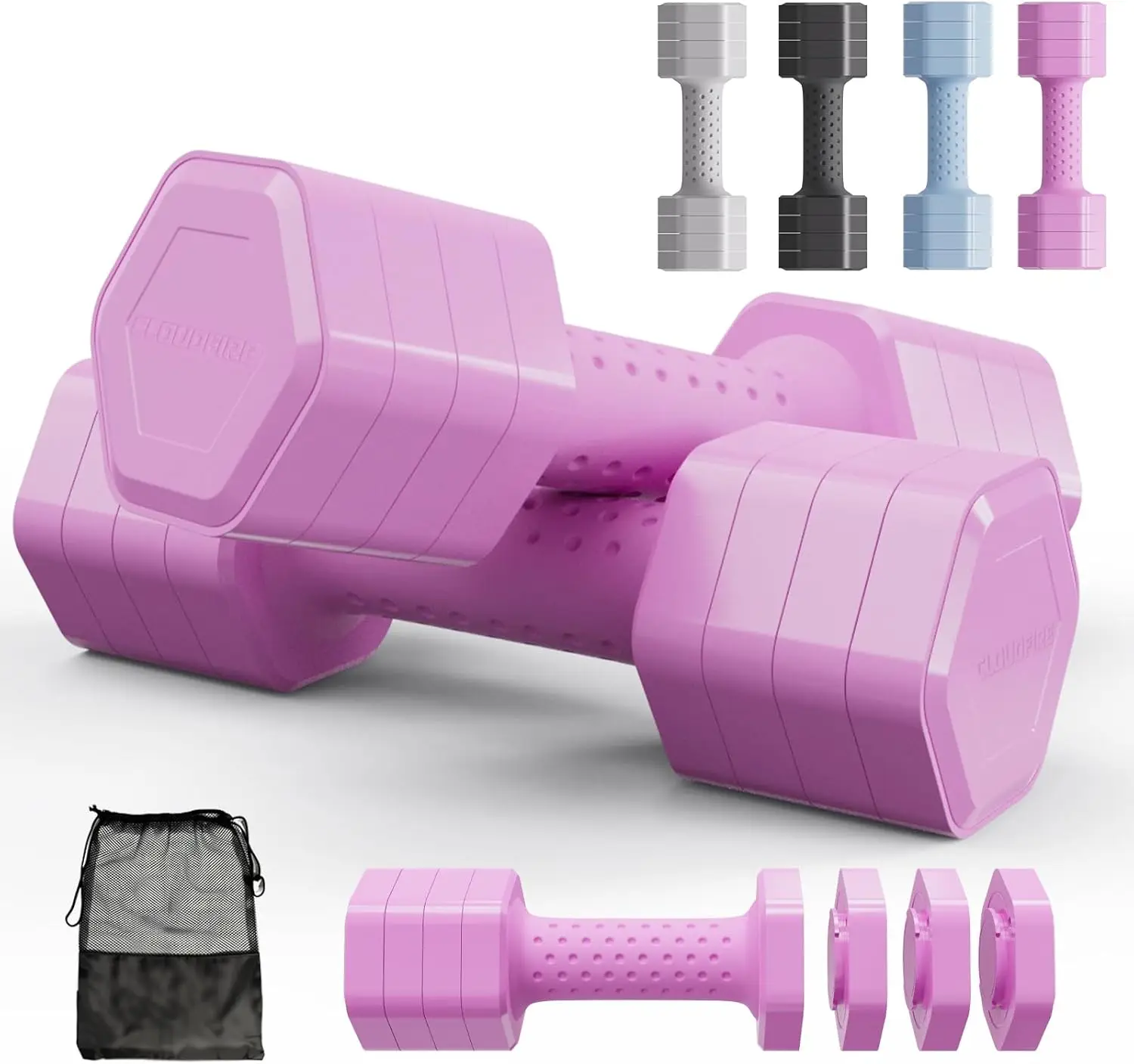 

Adjustable Dumbbell Set, 4-in-1 Free Weights for Women, Home Gym Exercise with Non-Slip Handle