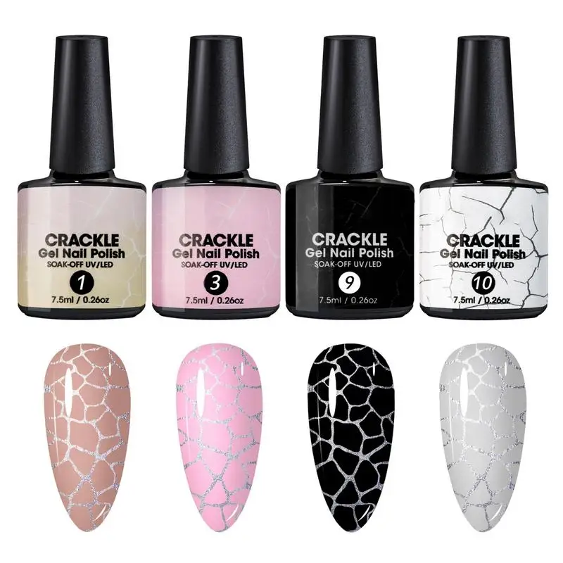 NEU 7,5 ml Crackle Gel Nagellack Cracking Nail Gel Quick Dry Nail Art Lacke Hybrid Semi Permanent Soak Off Base Top Coat