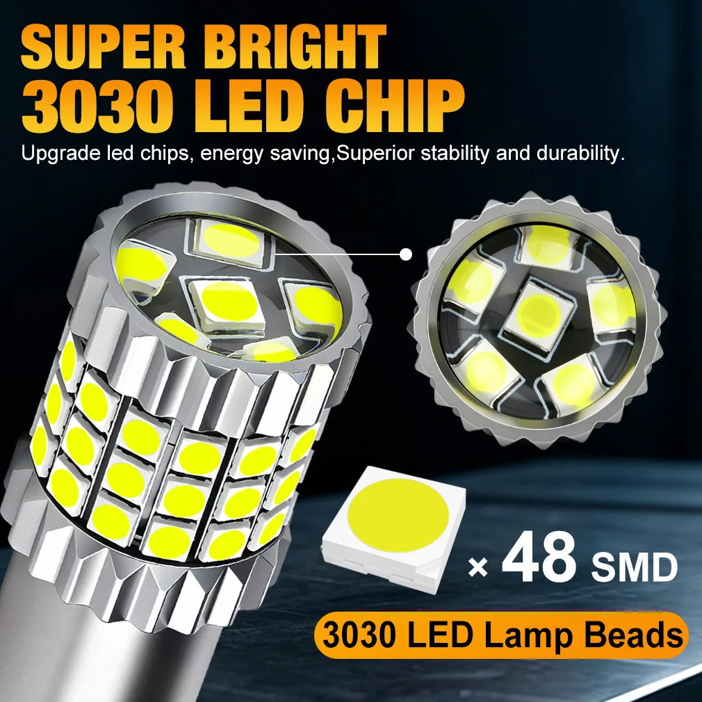 PY21W P21 5W 1156 Ba15s 1157 Bay15d P21 5W Bau15s 3 PY21W 48 SMD LED Light for Car Flash Brake Bulbs Lights Reverse Parking Lamp