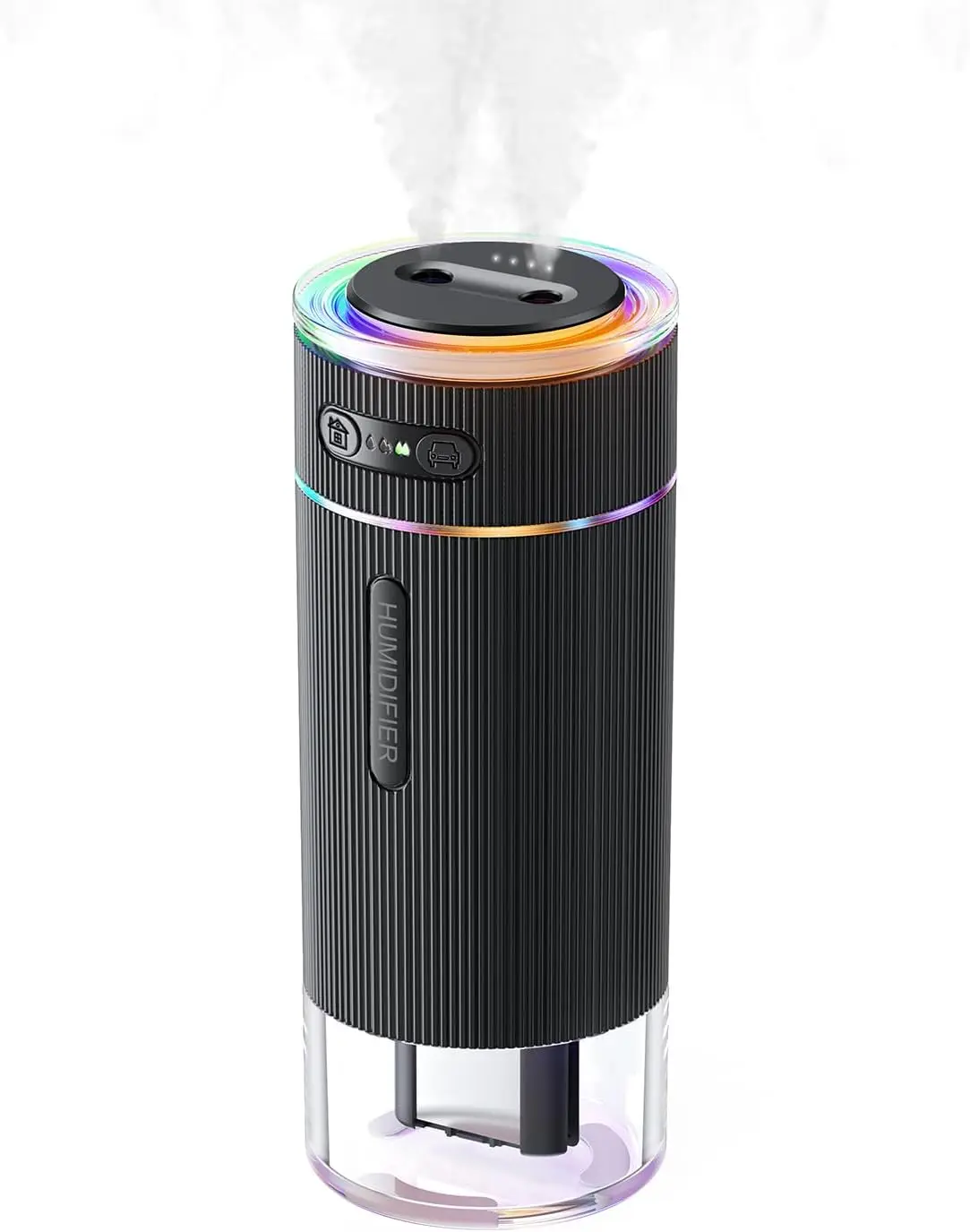 Car Portable Small Humidifier For Bedroom - [Dual Nozzle Large Cool Mist] [Ambiance Lighting] [Car Smart On/Off] Ultrasonic Mi