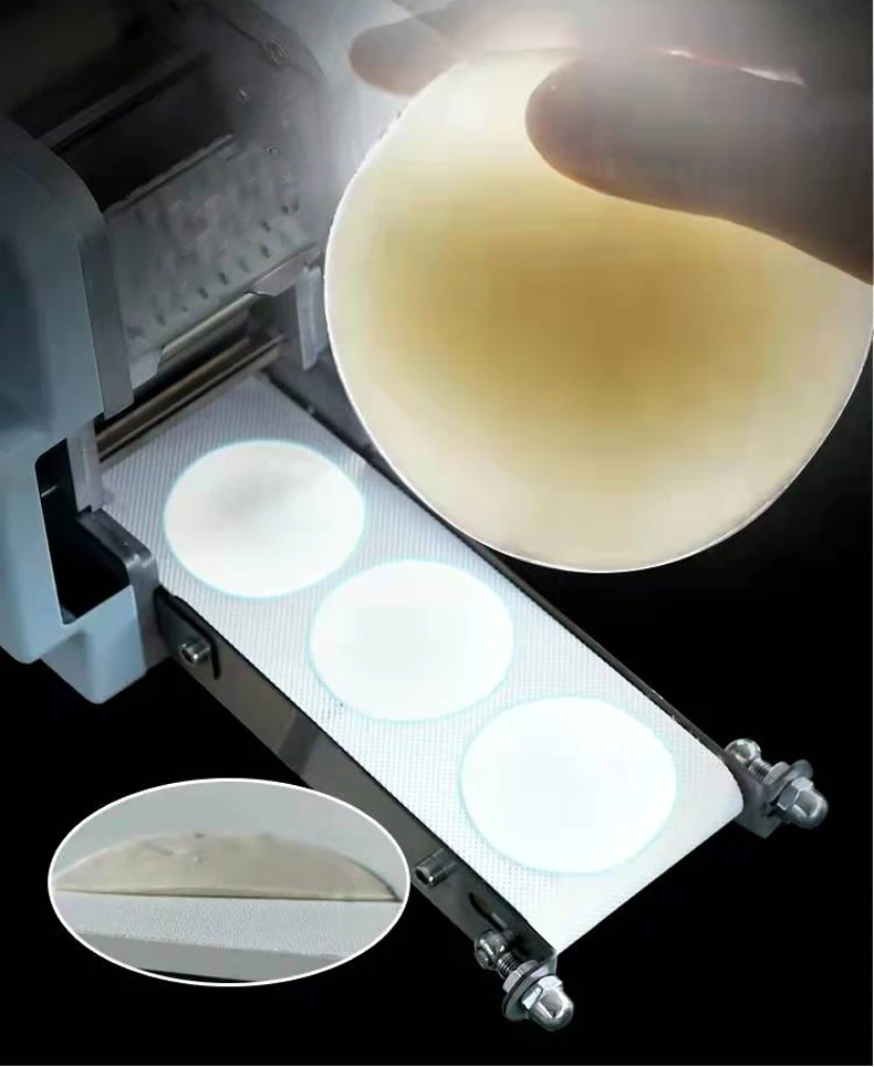 Elektryczna maszyna do owijania pierogów 110V 220v okrągły kwadrat wonton Skin Maker prasa rolkowa krajalnica do makaronu narzędzie do formowania reklama