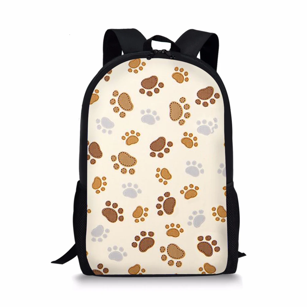 Saco de escola colorido Dog Paw para adolescentes, Mochila de ombro para crianças, meninos e meninas, mochilas infantis