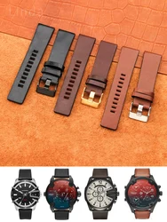 Leather Plain Weave Watch Band for Diesel Dz4323 1657 4343 Waterproof Sweet-Proof Watch Band Accessories 26 28mm Wristband