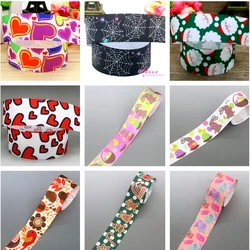 DHK 1.5'' 5yards Christmas Halloween Easter Fall Leaf Printed Grosgrain Ribbon Accessory Hairbow Decoration Wholesale 38mm C1562
