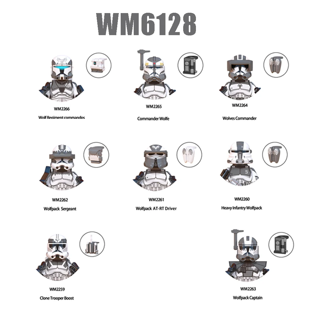 WM6128 Heavy Infantry Wolfpack Building Blocks Wolfpack AT-RT Driver Mini Figurine Wolves Commander Bricks Wolfe Figure Kids Toy