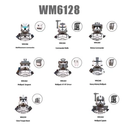 WM6128 헤비 보병 울프팩 빌딩 블록, 울프팩 AT-RT 드라이버 미니 피규어, 늑대 지휘관 브릭, 울프 피규어, 어린이 장난감