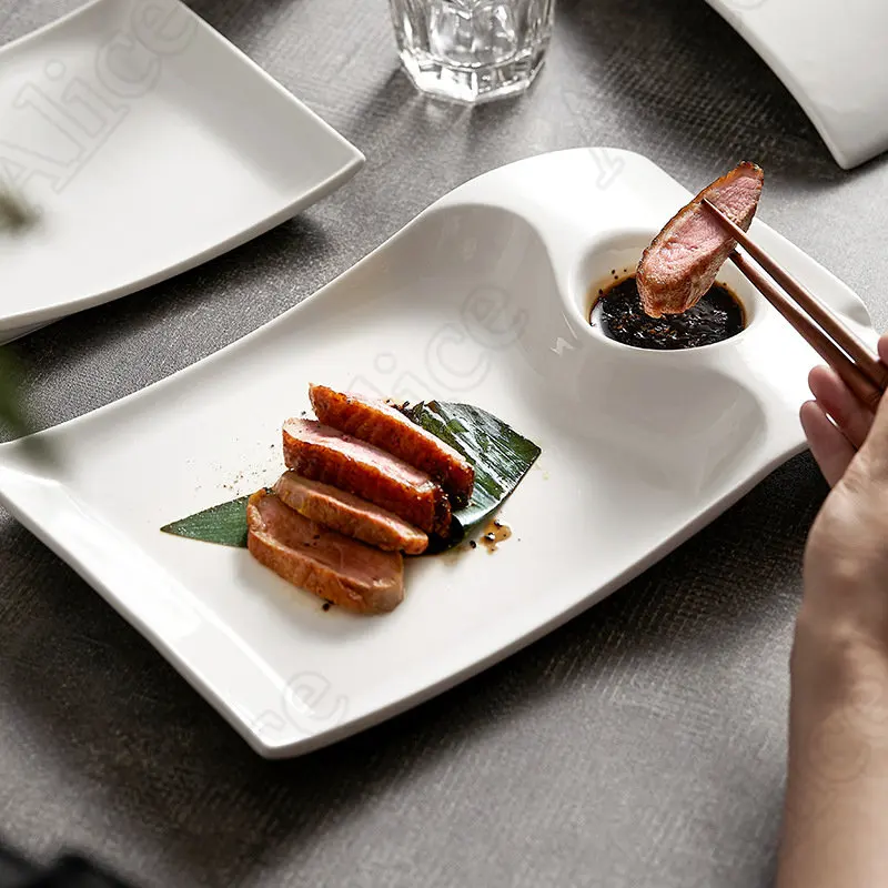 Hotel Roasted Duck Plate Dumplings Dishes with Seasoning Dish Household Breakfast Dessert Sushi Plate Dinner Plates Tableware