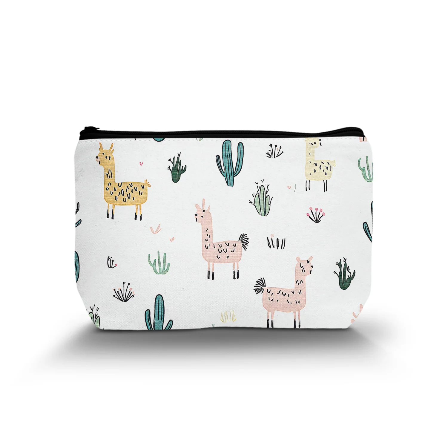 1Pc Alpaca Makeup Bag Abstract Cartoon Art Style Funny Tropical Plants Animal Multi-Function Cosmetic Bags With Zipper