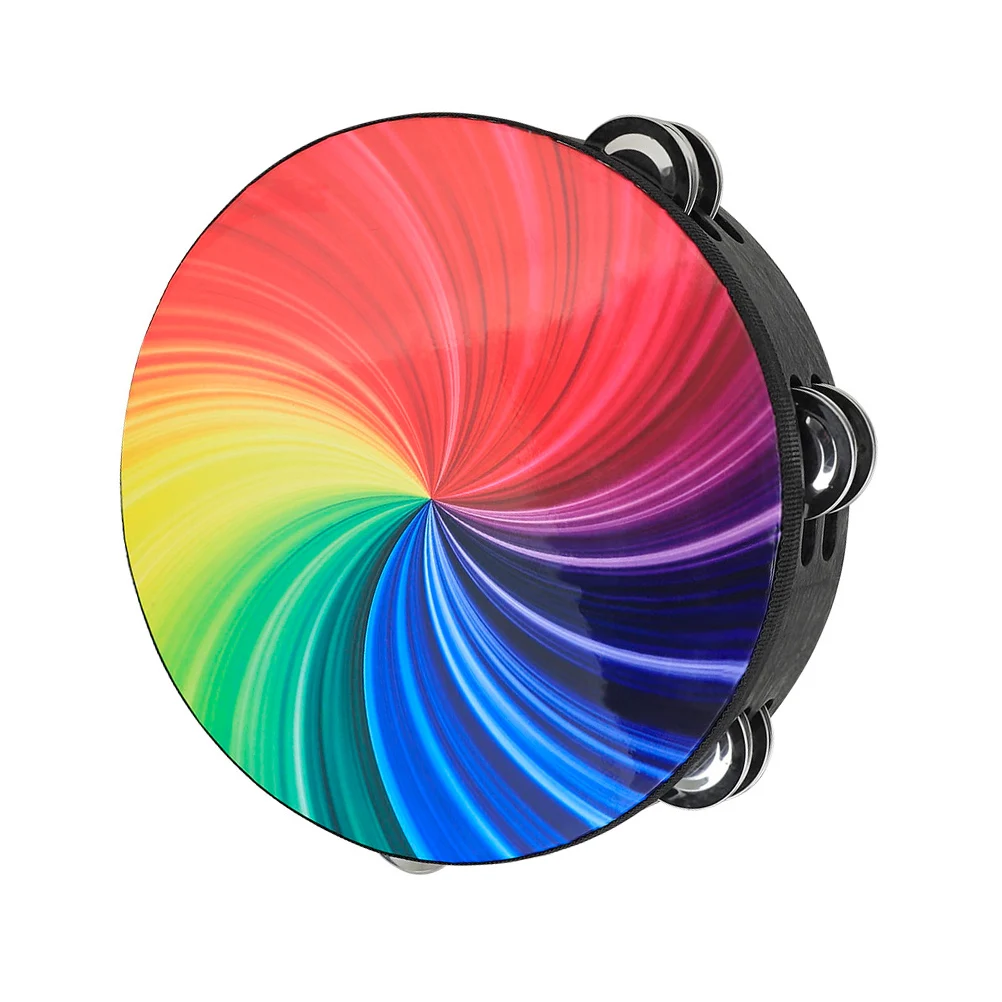 

Colorful Double Row Tambourine Polyester Drum Head Educational Plaything