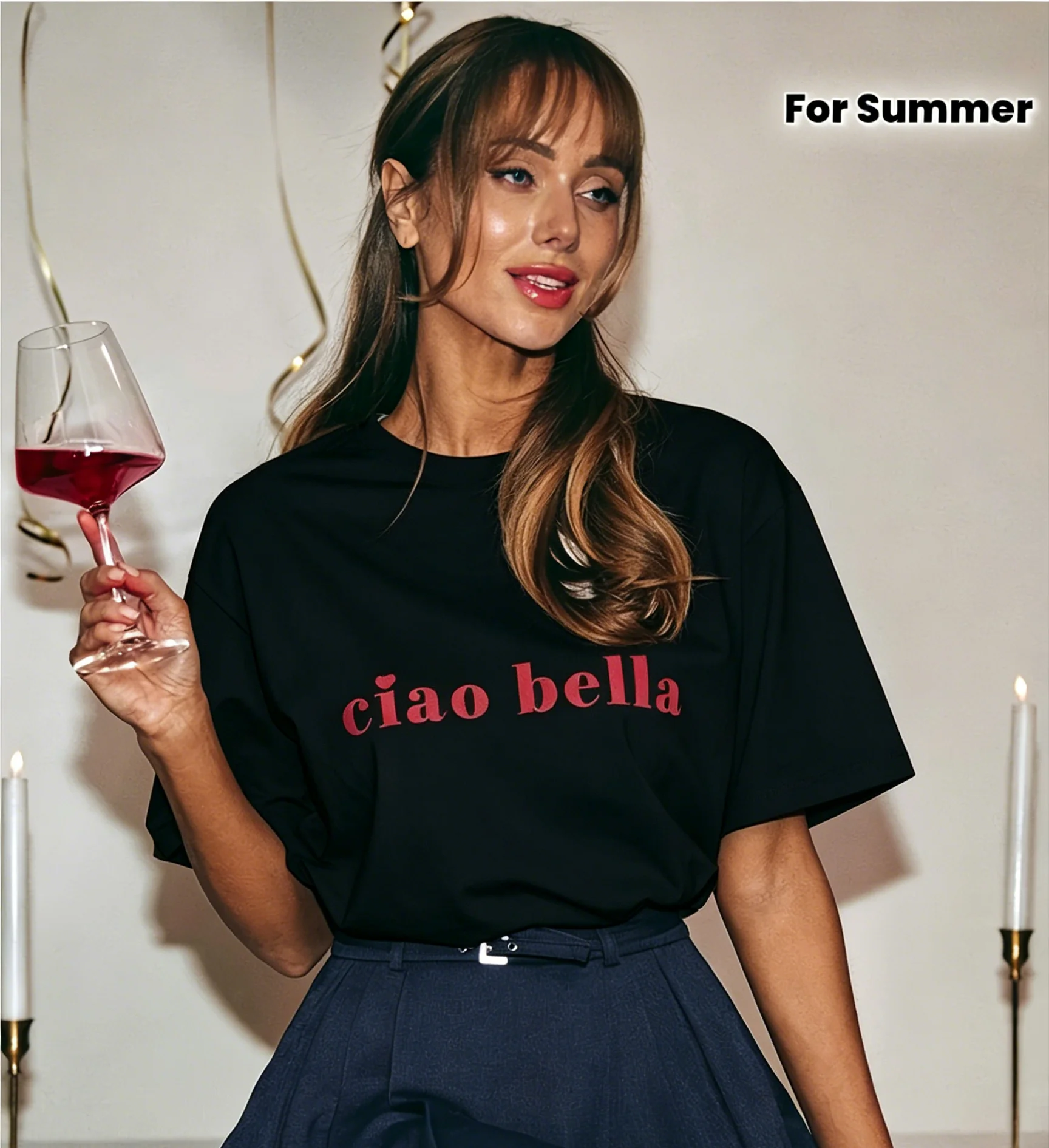 Ciao Bella T Shirt Funny Quote Graphic Tee Summer Beach Vacation Style Top Vintage Retro Aesthetic Harajuku Streetwear Unisex
