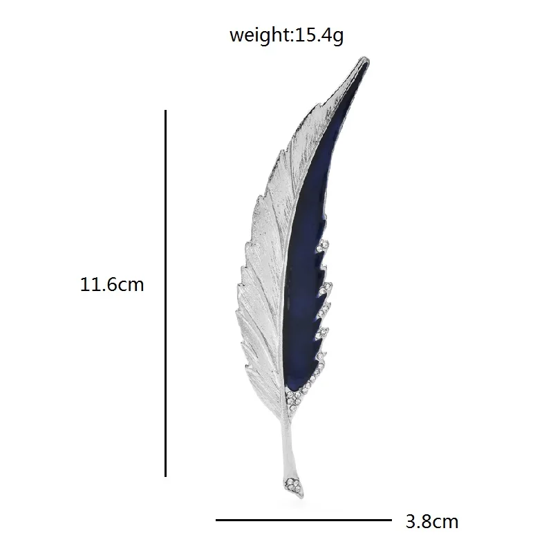 Wuli&baby Big Feather Brooches For Women Unisex 2-color Enamel Beauty Feather Leaf Party Casual Brooch Pins Gifts