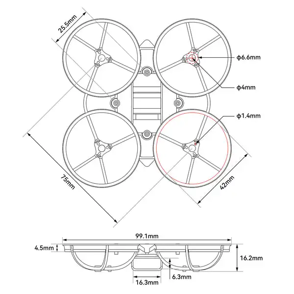 BETAFPV Air65 II Bürstenloser BWhoop-Rahmen / Air75 II Bürstenloser BWhoop-Rahmen für O4-Lufteinheitskamera 2022, Mikrokamera-Matrix 1S – Detail 22