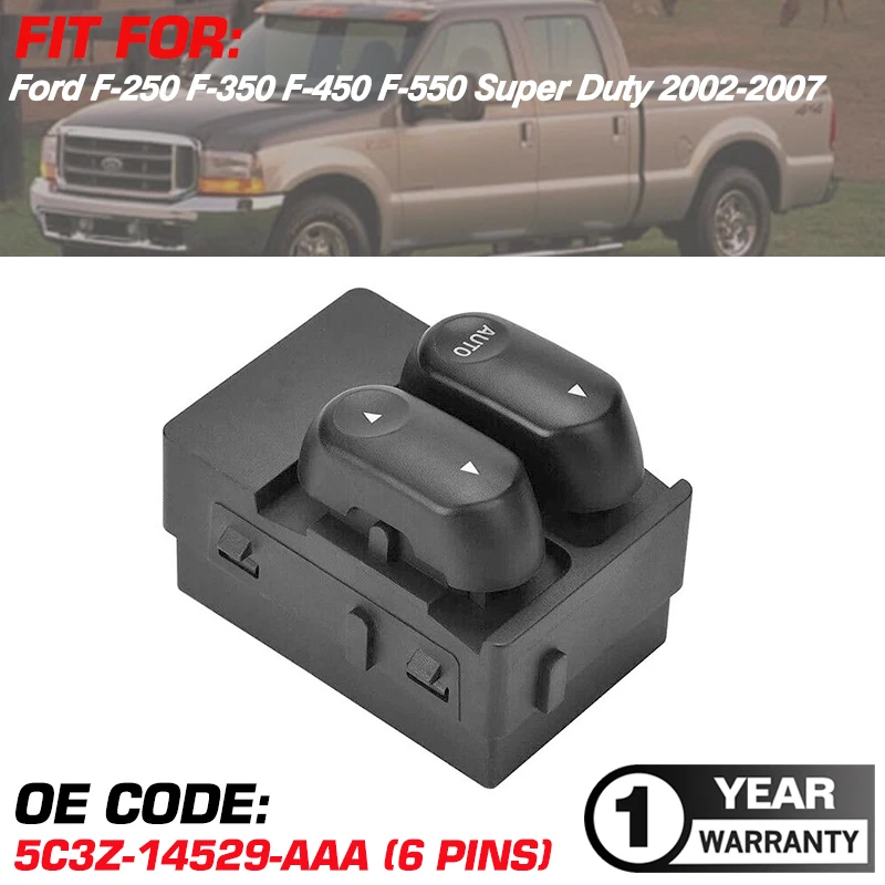 Master Power Window Switch Control Button 5C3Z-14529-AAA For Ford F-250 F-350 F-450 F-550 Super Duty 2002-2007 2C3Z-14529-AA