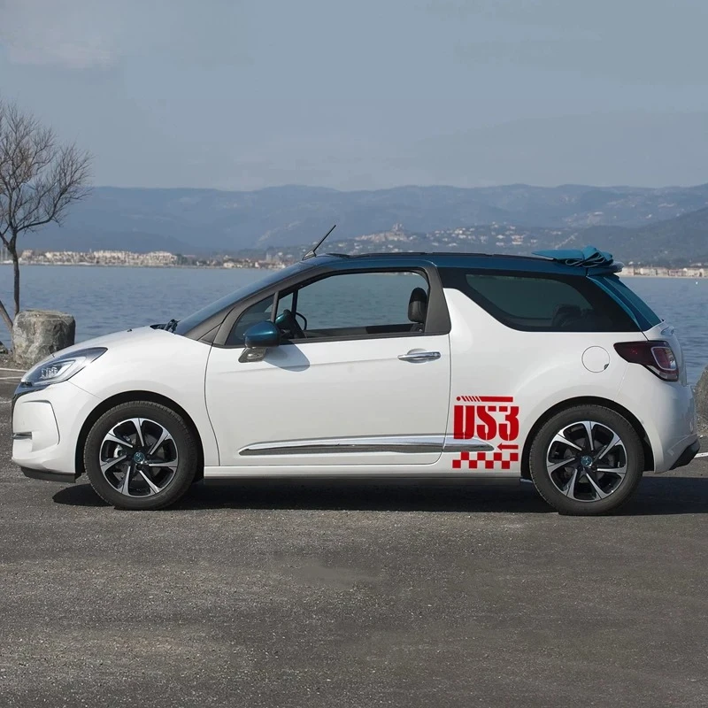 2 قطعة لسيتروين DS3 باب السيارة الجانب ملصقات ديكور لتزيين الغرف سباق التصميم الرياضة المشارب جسم السيارة الخارجي اكسسوارات منتجات السيارات #3