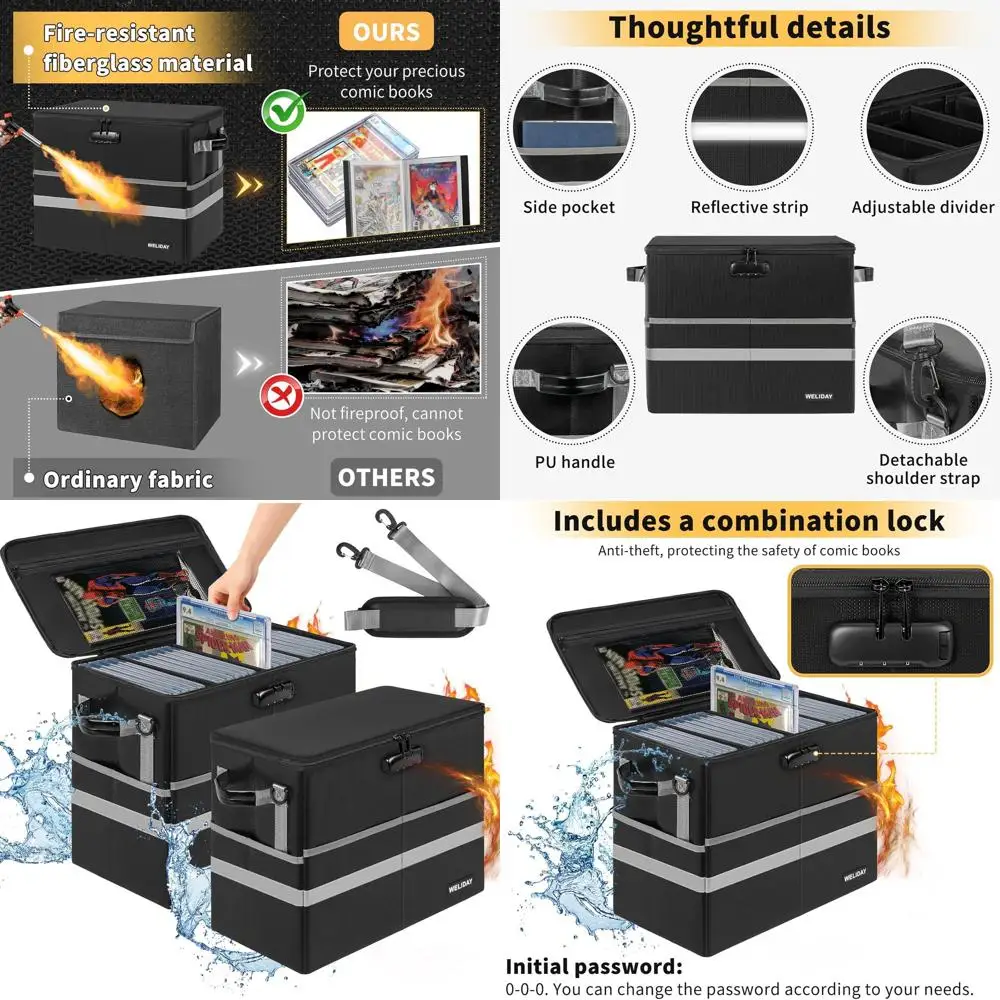 

Двойной набор из 30-слотовых футляров для комиксов с замком, защитой от влаги и ударов, штабелируемые, с разделителями