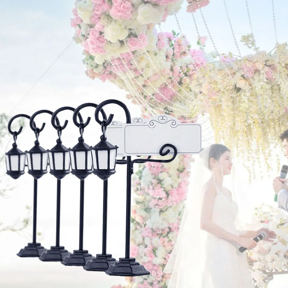 

2Pcs Resin Seat Clip Holder Street Light Design for Photos Notes Cards Stand Upright Wedding Party Table Decoration Photo Clip