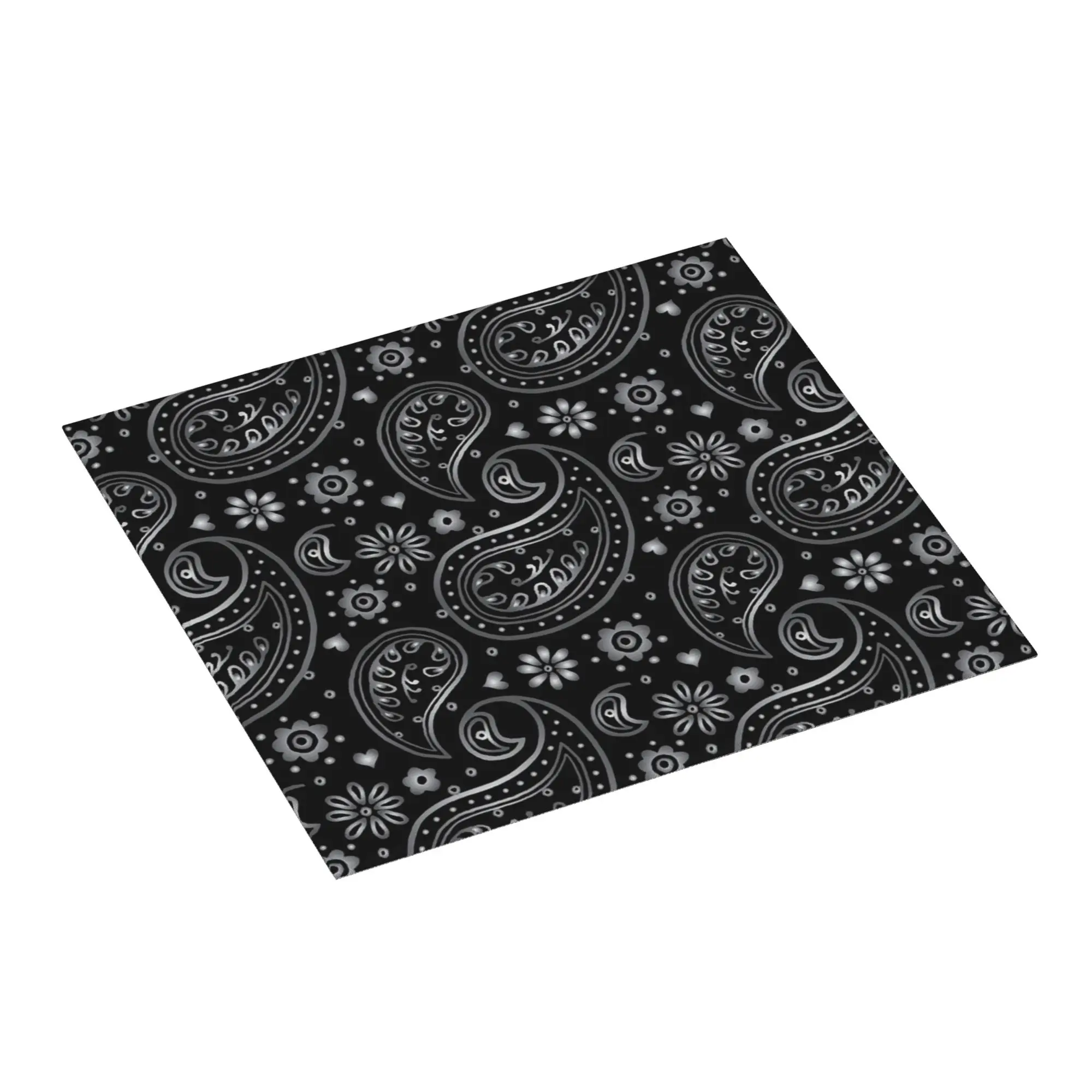 Silver And Black Paisley Design Non Slip Kitchen Counter ProtectorReusable Geometric Floral Texture Drying Mat For Kitchen
