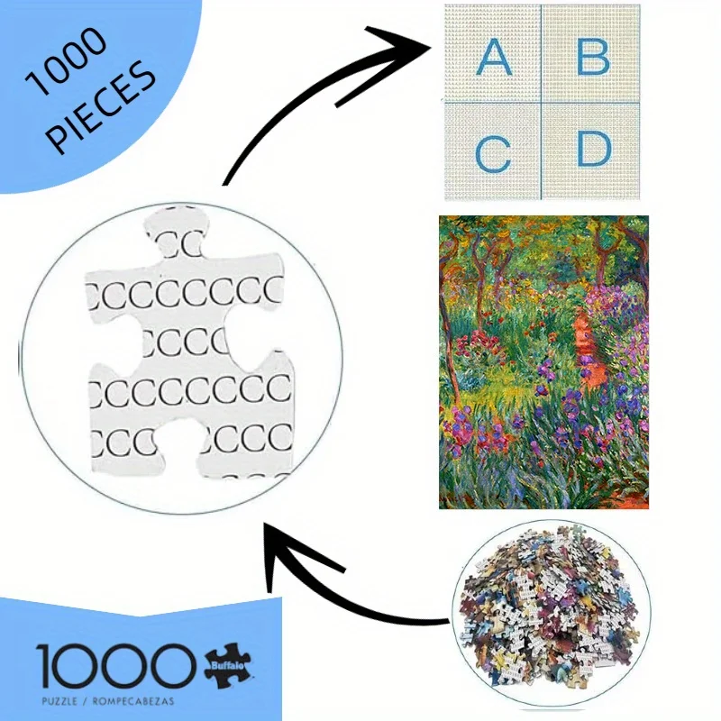 Monet-stijl Iris Garden Art Jigsaw Puzzle Volwassen impressionistische schilderkunst Thema Intellectueel spel Home Decor Puzzelspeelgoed