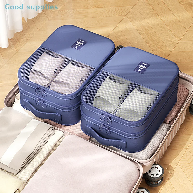 1 قطعة حقيبة تخزين الأحذية السفر الأحذية حقيبة التخزين المحمولة الأمتعة حقيبة التخزين حقيبة السفر ثلاث طبقات تخزين حقيبة الأحذية