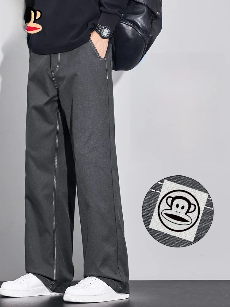 

Мужские повседневные брюки Paul Frank: свободные, прямого кроя, рабочие, осенние, комфортные, в американском стиле, однотонные