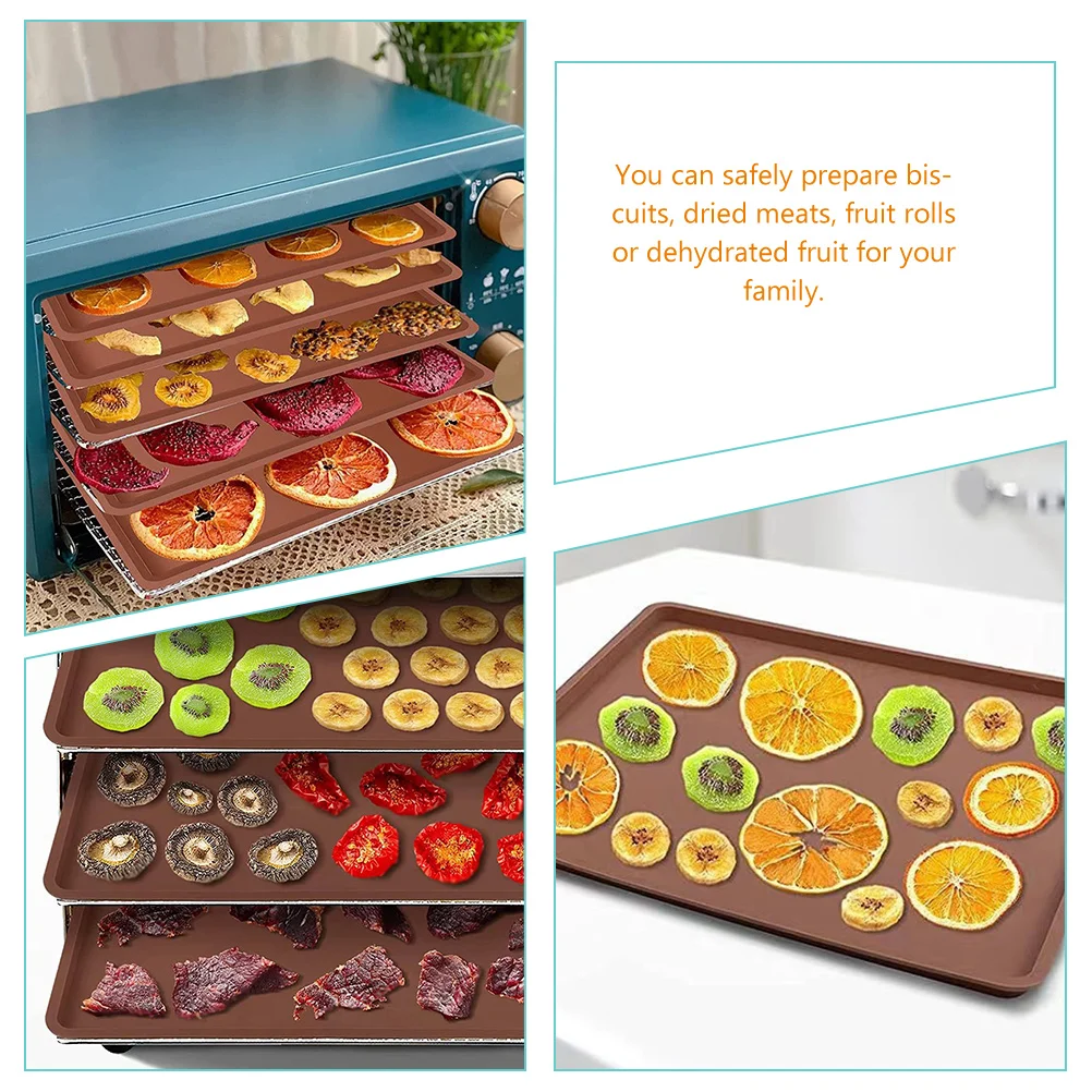 3 Pcs Coffee Silicone Pad Dehydrator Sheets For Fruit Dryer Mats Oven Tray Lab Equipment Silicone Mat Reusable Trays