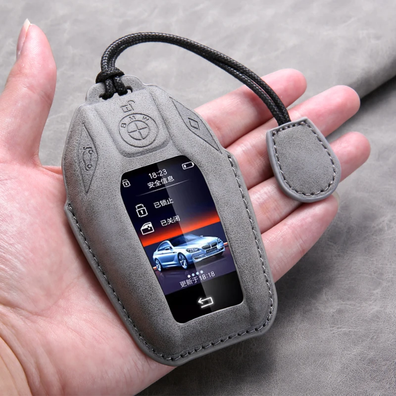 Funda de piel de ante para llave inteligente de coche BMW Serie 3 5 7 G11 G12 G30 G31 G32 i8 I12 I15 G01 X3 G02 X4 G05 X5 G07 X7
