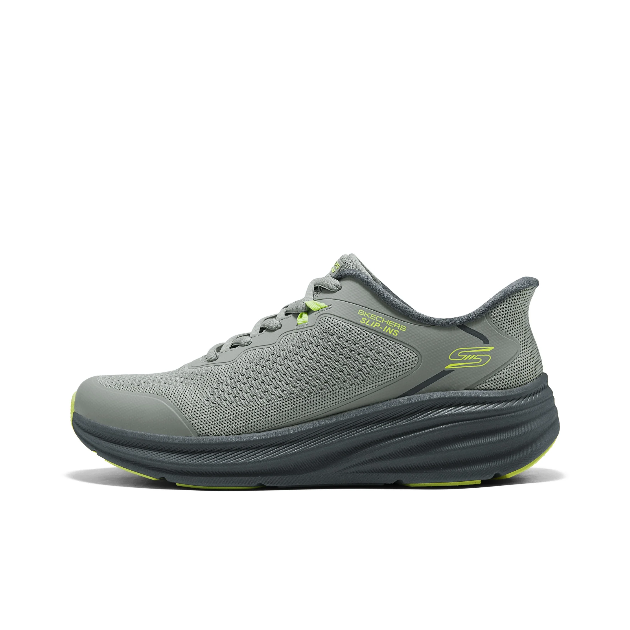 Skechers Bob's Skills Running Shoes Men's Low Top Gray Green Color Block 118431-GYLM